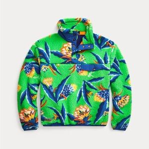 NWT Polo Ralph Lauren Teddy Fleece Pullover | Green Bonheur Floral | XL